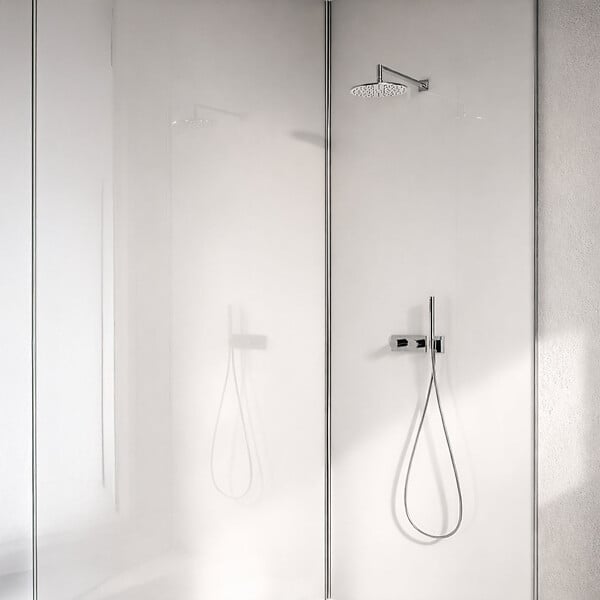 AURLANE - Lot 2 panneaux muraux aluminium Blanc 90 et 120 x 250 cm avec profilés chrome - WALL'IT - large