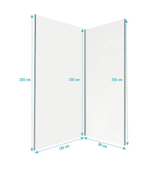 AURLANE - Lot 2 panneaux muraux aluminium Blanc 90 et 120 x 250 cm avec profilés chrome - WALL'IT - large