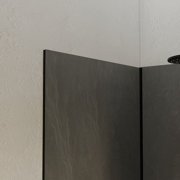 AURLANE - Pack 3 Panneaux Muraux Pierre Ardoise 90+120+90 x 210cm et Profilés Noirs - STONE'IT - large