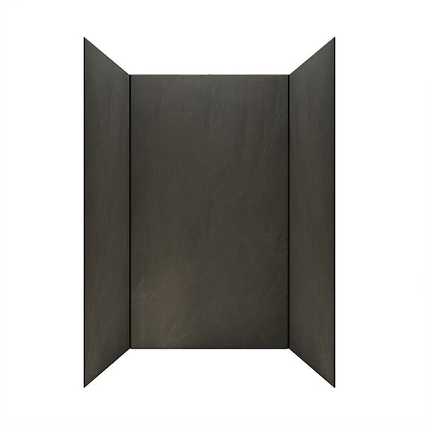 AURLANE - Pack 3 Panneaux Muraux Pierre Ardoise 90+120+90 x 210cm et Profilés Noirs - STONE'IT - large