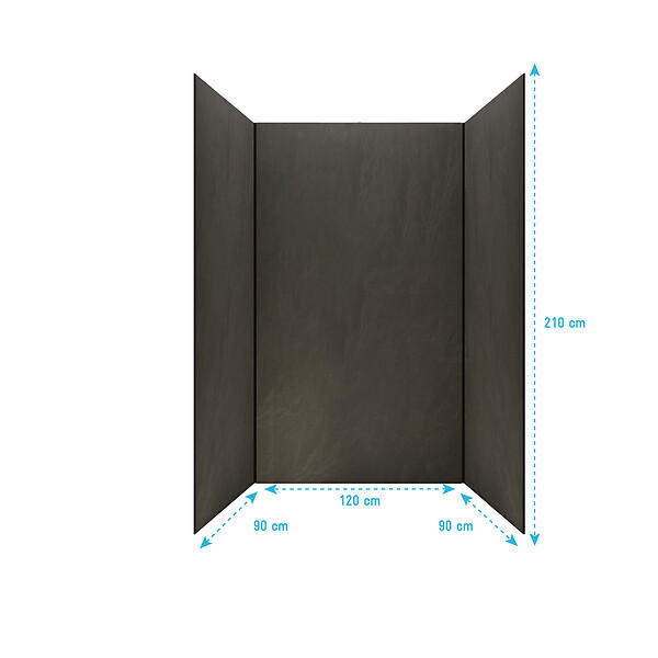 AURLANE - Pack 3 Panneaux Muraux Pierre Ardoise 90+120+90 x 210cm et Profilés Noirs - STONE'IT - large