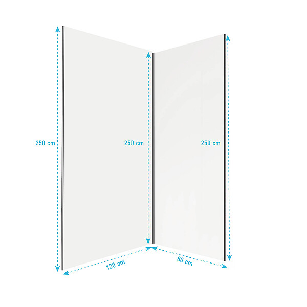 AURLANE - Lot 2 panneaux muraux aluminium Blanc 80 et 120 x 250 cm avec profilés chrome - WALL'IT - large