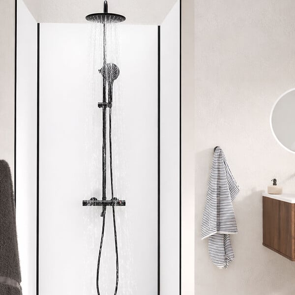 AURLANE - Pack de 3 Panneaux Muraux Aluminium Blanc 90x210 cm avec Profilés Noirs - WALL'IT - large