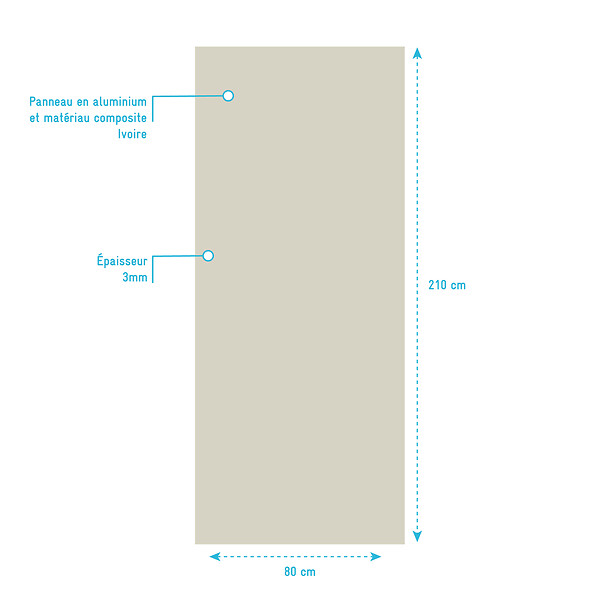 AURLANE - Panneau mural aluminium Ivoire 80 x 210 cm - WALL'IT - large