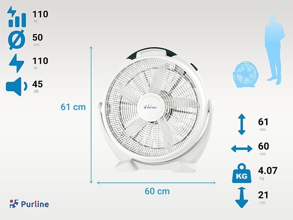 PURLINE - Ventilateur industriel 110W avec 5 pales et 3 vitesses - large