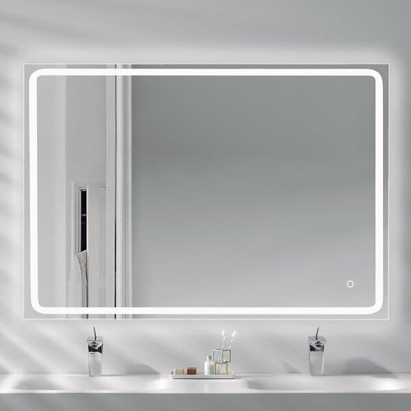 PLANETE BAIN - Miroir Salle de Bain - 100x80 cm - Rectangulaire - avec Éclairage Led - MIA - large