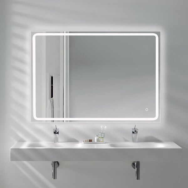PLANETE BAIN - Miroir Salle de Bain - 100x80 cm - Rectangulaire - avec Éclairage Led - MIA - large