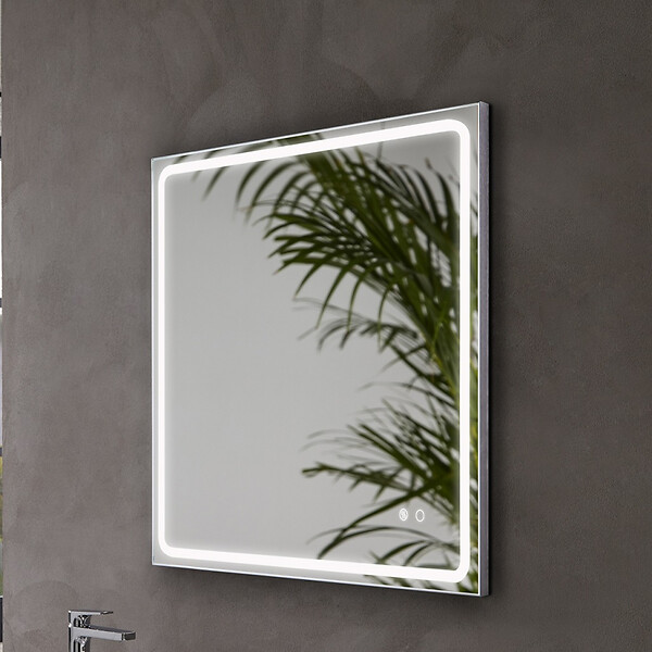PLANETE BAIN - Miroir Salle de Bain - 60x80 cm - Anti-buée - Rectangulaire - avec Éclairage Led - MIA - large