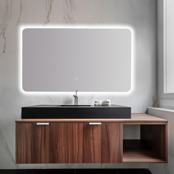 PLANETE BAIN - Miroir Salle de Bain - 120x70 cm - Rectangulaire - avec Éclairage Led - ORGANIC - large