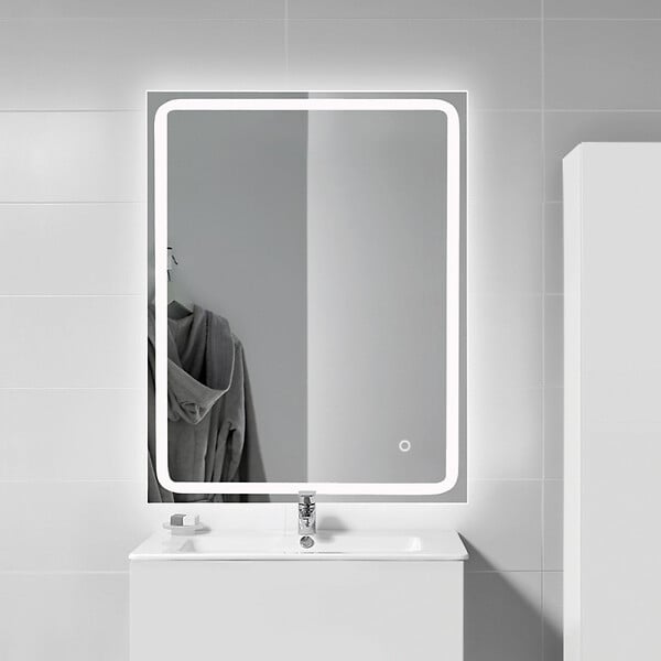 PLANETE BAIN - Miroir Salle de Bain - 70x80 cm - Rectangulaire - avec Éclairage Led - MIA - large