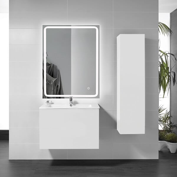 PLANETE BAIN - Miroir Salle de Bain - 70x80 cm - Rectangulaire - avec Éclairage Led - MIA - large