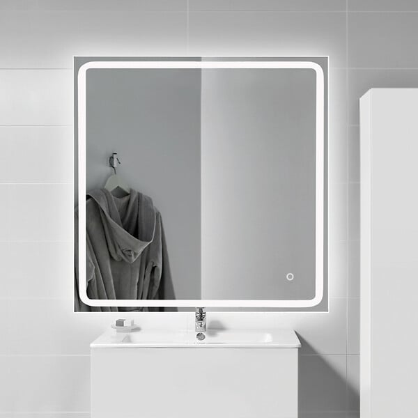 PLANETE BAIN - Miroir Salle de Bain - 80x80 cm - Carré - avec Éclairage Led - MIA - large