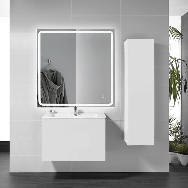 PLANETE BAIN - Miroir Salle de Bain - 80x80 cm - Carré - avec Éclairage Led - MIA - large