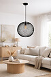 PROTOCOLE HOME - Plafonnier rond noir mat 40 cm suspension en métal ajouré hauteur réglable - vignette