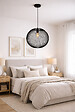 PROTOCOLE HOME - Plafonnier rond noir mat 40 cm suspension en métal ajouré hauteur réglable - vignette