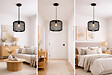 PROTOCOLE HOME - Plafonnier rond noir mat 40 cm suspension en métal ajouré hauteur réglable - vignette