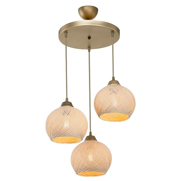 ENTREPOT BRICO - Plafonnier suspension luminaire crème-or D40x75cm 2 - large