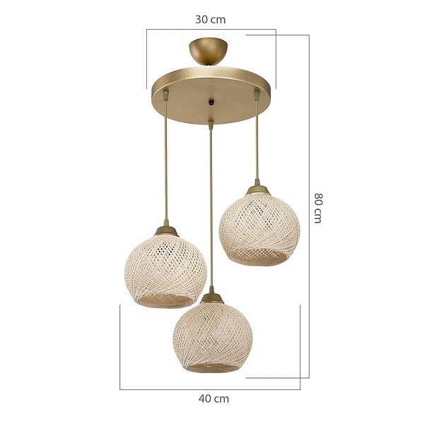 ENTREPOT BRICO - Plafonnier suspension luminaire crème-or D40x75cm 2 - large