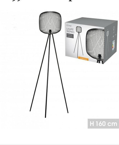 PROTOCOLE HOME - Lampe trépied métal noir 60x50x160 cm abat-jour rond - large