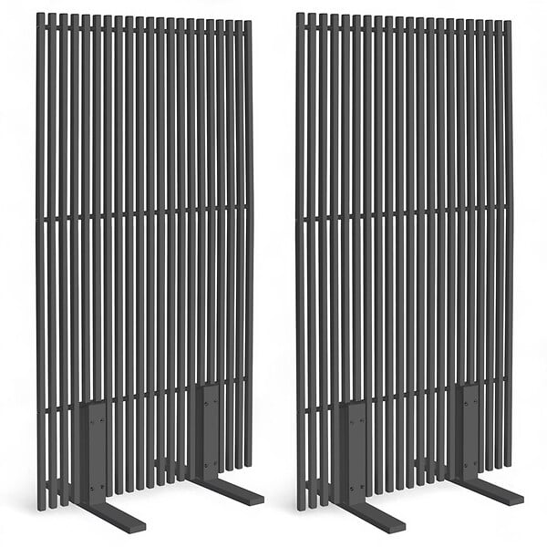 ID MARKET - Lot de 2 paravents extérieurs ajourés claustra décoratif 80 x 150 cm métal gris anthracite - large