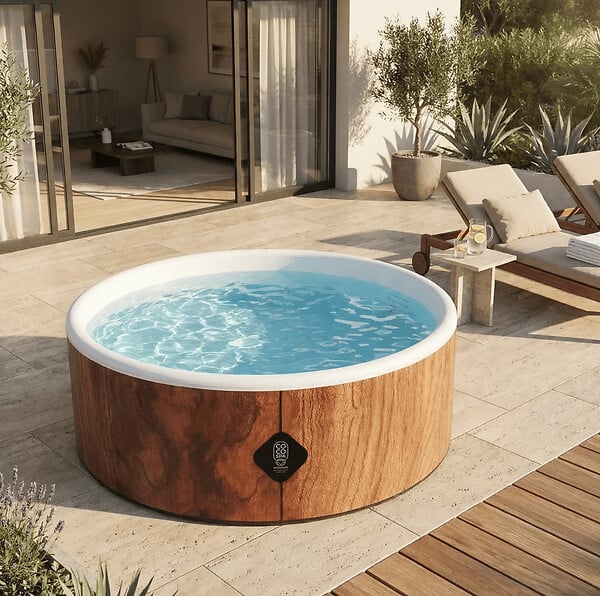 COCO BAIN - Coco Bain Piscine Bora Bora - 180cm De Diamètre - 1200litres - Imitation Bois Vér - large