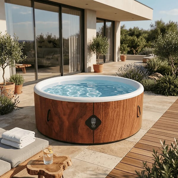 COCO BAIN - Coco Bain Piscine Bora Bora - 180cm De Diamètre - 1200litres - Imitation Bois Vér - large