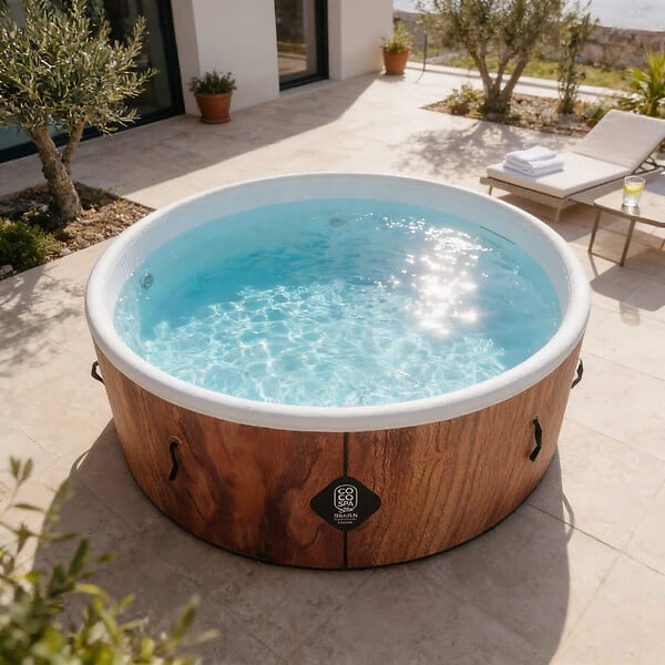 COCO BAIN - Coco Bain Piscine Bora Bora - 180cm De Diamètre - 1200litres - Imitation Bois Vér - large