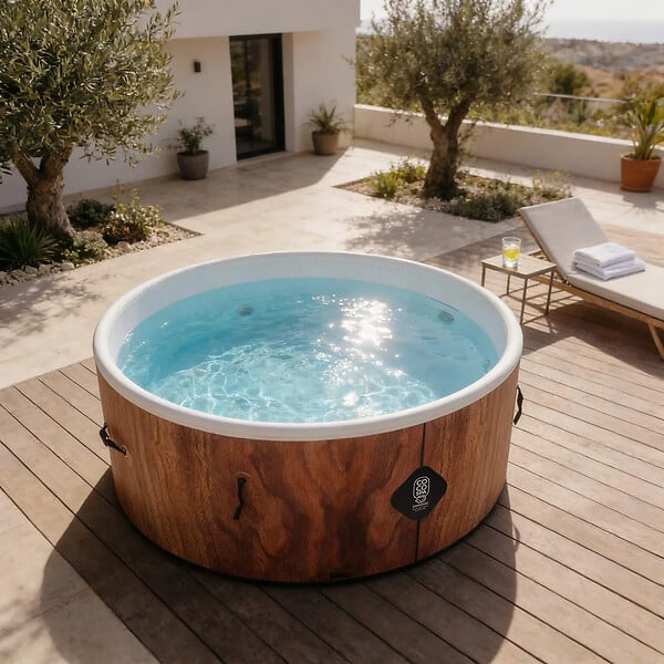 COCO BAIN - Coco Bain Piscine Bora Bora - 180cm De Diamètre - 1200litres - Imitation Bois Vér - large