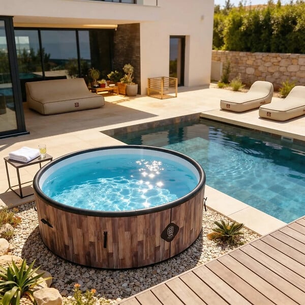 COCO BAIN - Coco Bain Piscine Fidji - 180cm De Diamètre - 1200litres - Imitation Bois Véritab - large