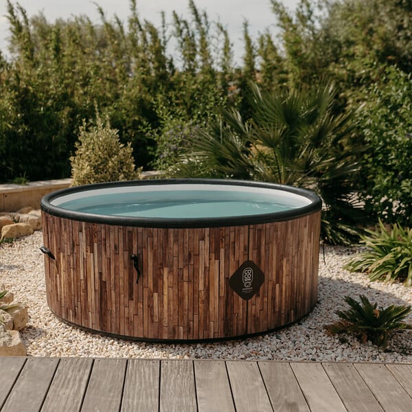 COCO BAIN - Coco Bain Piscine St Tropez - Pisicne hors sol 180cm De Diamètre - 1200litres - Imitation Bois - large
