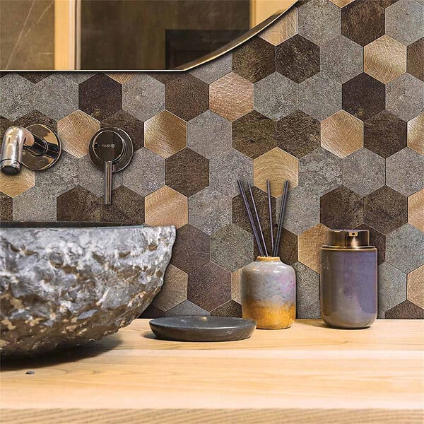 PROTOCOLE HOME - Crédence adhésive premium multicolore brun 38,1 x 30,5 cm Protocole Home - large
