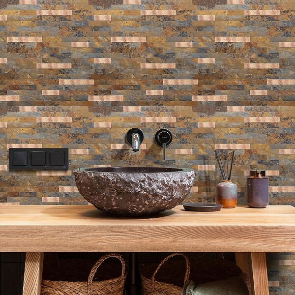 PROTOCOLE HOME - Crédence adhésive premium multicolore brun 38,1 x 30,5 cm Protocole Home - large