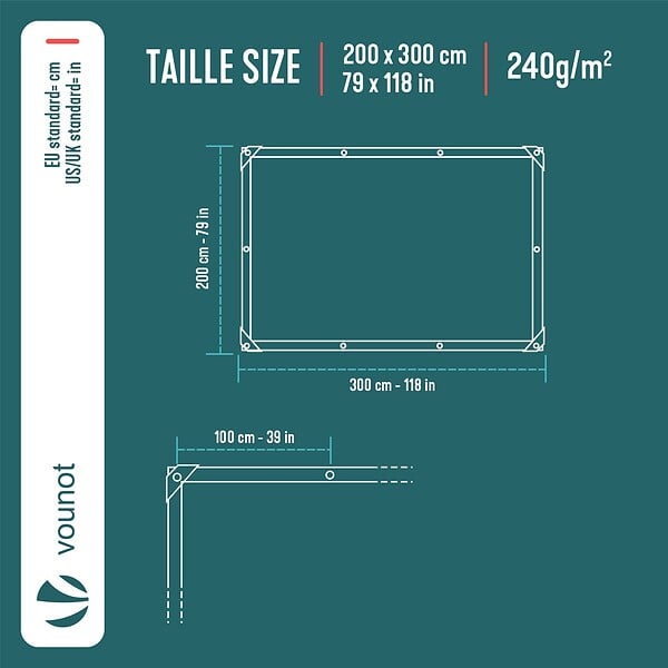 VOUNOT - Bâche de Protection en Polyéthylène resistant et impermeable 240g/m² vert et argent 2x3m - large
