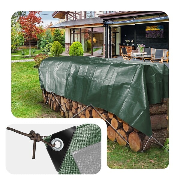 VOUNOT - Bâche de Protection en Polyéthylène resistant et impermeable 240g/m² vert et argent 2x3m - large