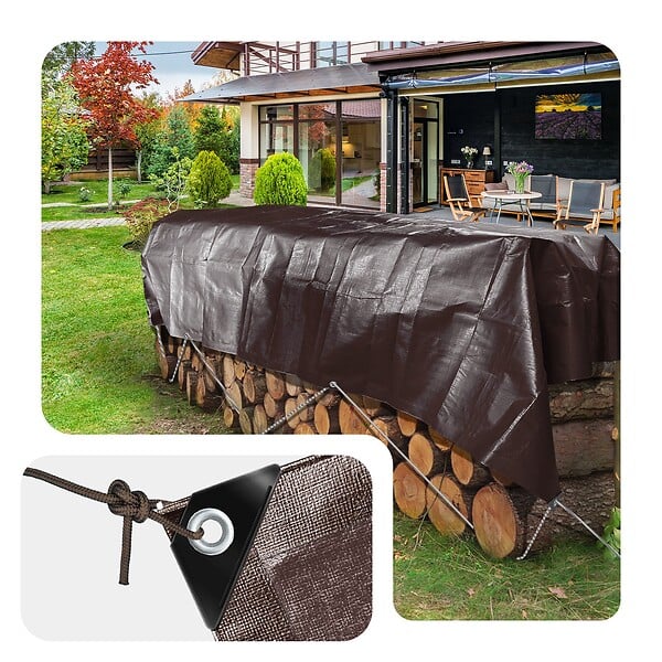VOUNOT - Bâche de Protection en Polyéthylène resistant et impermeable 240g/m² marron 2x3m - large