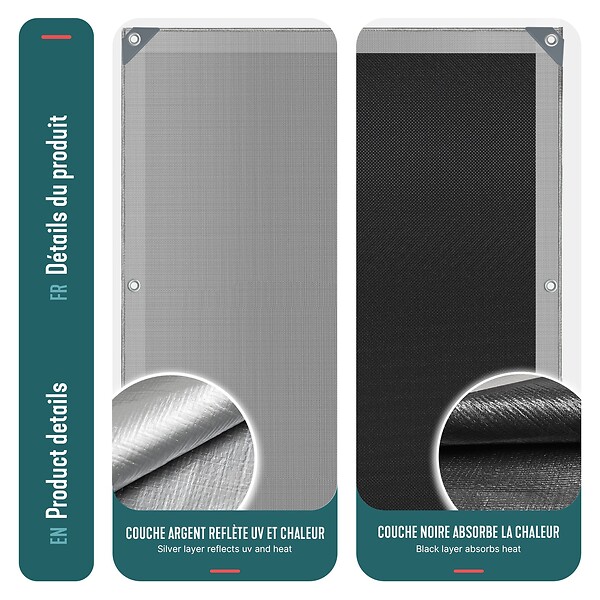 VOUNOT - Bâche de Protection en Polyéthylène resistant et impermeable 180g/m² gris et noir 4x8m - large