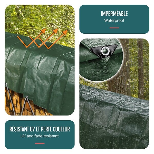 VOUNOT - Bâche de Protection en Polyéthylène resistant et impermeable 240g/m² vert et argent 4x8m - large