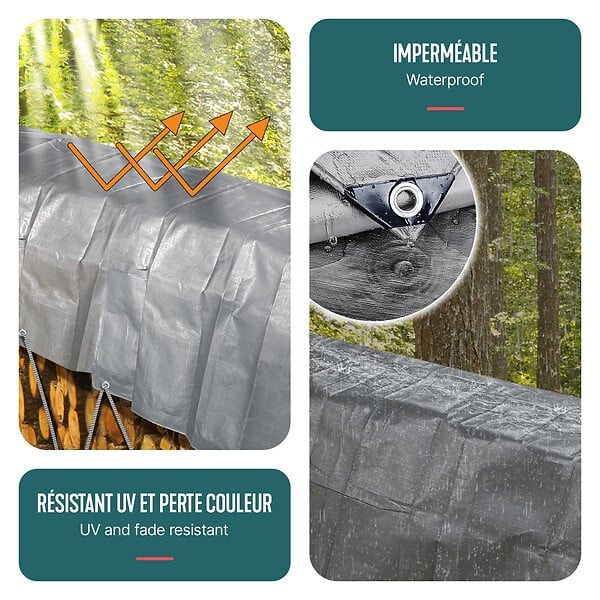 VOUNOT - Bâche de Protection en Polyéthylène resistant et impermeable 240g/m² gris et noir 3x5m - large