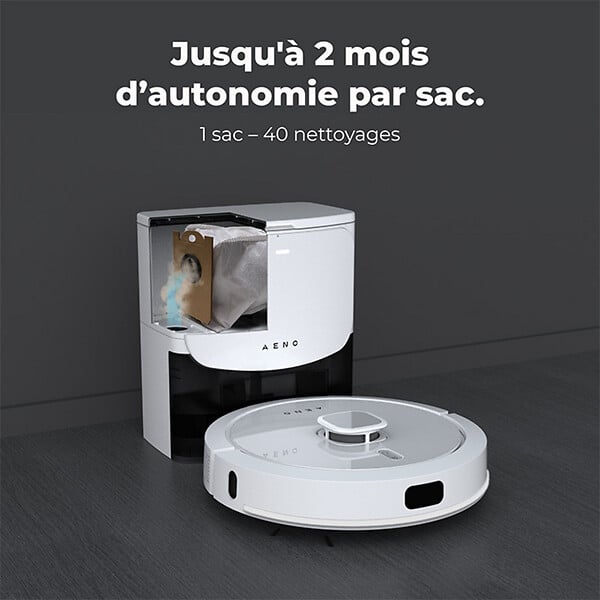 AENO - AENO Aspirateur Robot Connecté RC4S 4000PA Blanc - Performances Haut de Gamme avec Station de Chargement Auto - large