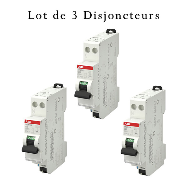 ABB - ABB Lot de 3 disjoncteurs automatiques Ph+N raccordement Rapide 20A-4,5Ka - large