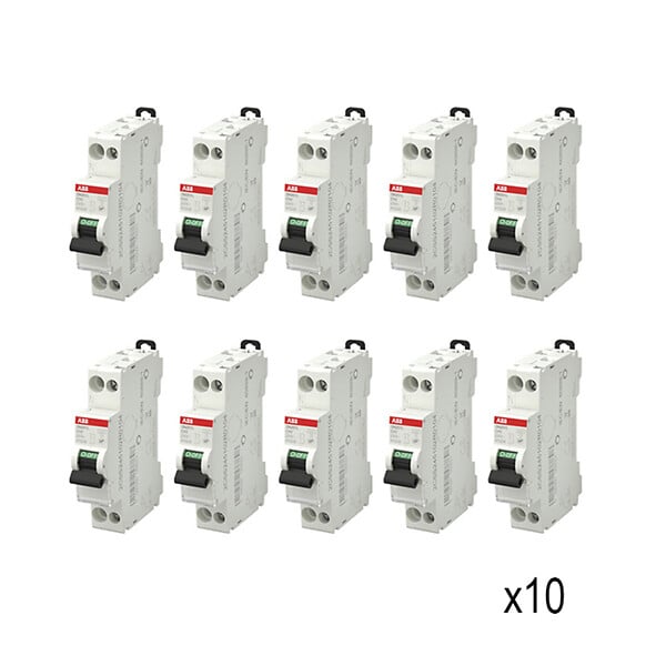 ABB - Lot de 10 disjoncteurs Ph+N raccordement Vis 10A-4,5Ka - Courbe  C-ABB - large