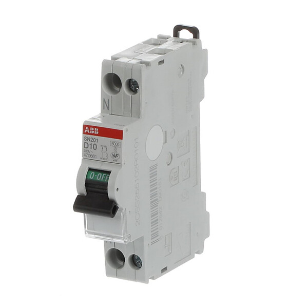 ABB - ABB Disjoncteur vis 1P+N courbe D 10A 6kA SN201 compact et fiable pour installation électrique sécurisée - large