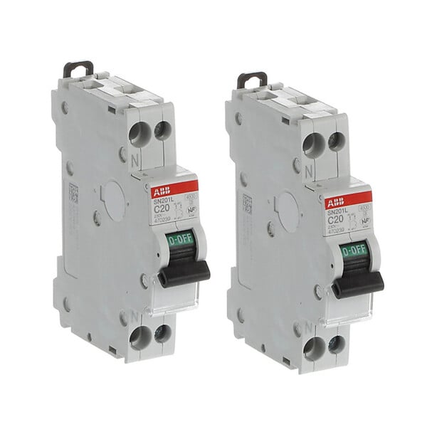 ABB - ABB Lot de 2 disjoncteurs Ph+N raccordement Vis 20A-4,5Ka - Courbe C - large