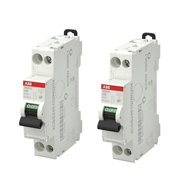 ABB - ABB Lot de 2 disjoncteurs Ph+N raccordement Vis 20A-4,5Ka - Courbe C - large