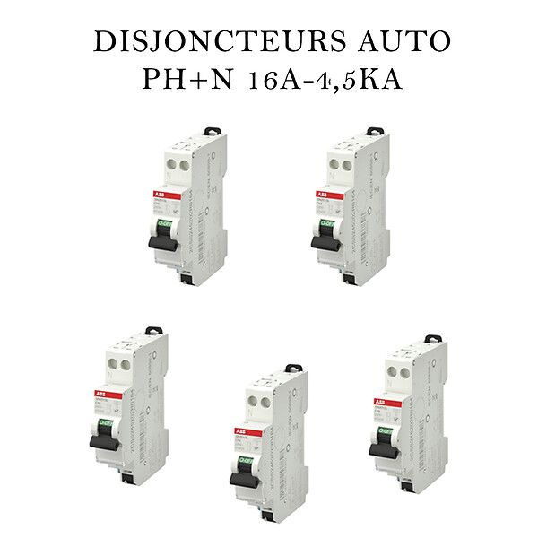 ABB - Lot de 5 disjoncteurs automatiques Ph+N raccordement Rapide 16A-4,5Ka-ABB - large
