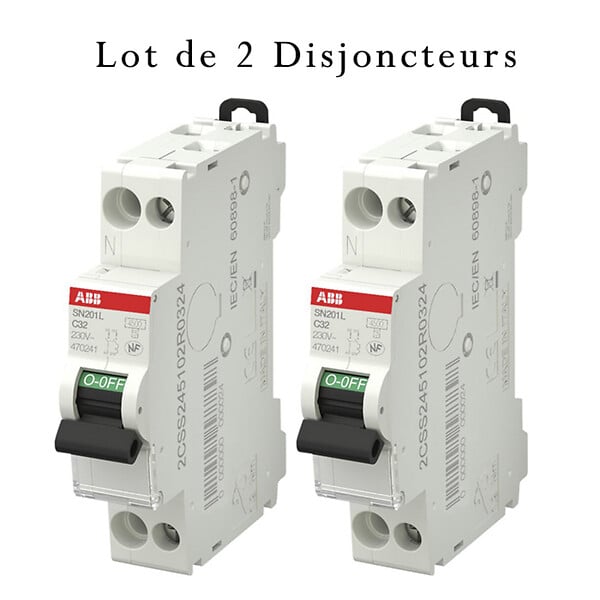 ABB - ABB Lot de 2 disjoncteurs Ph+N raccordement Vis 32A-4,5Ka - Courbe C - large