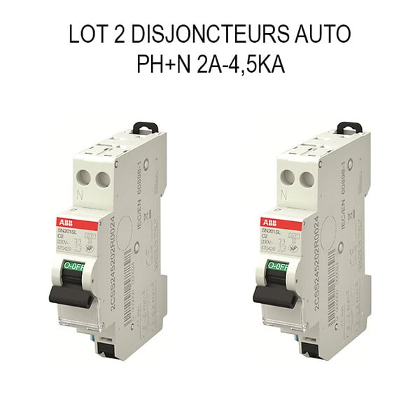 ABB - Lot de 2 disjoncteurs automatiques Ph+N raccordement Rapide 2A-4,5Ka-ABB - large