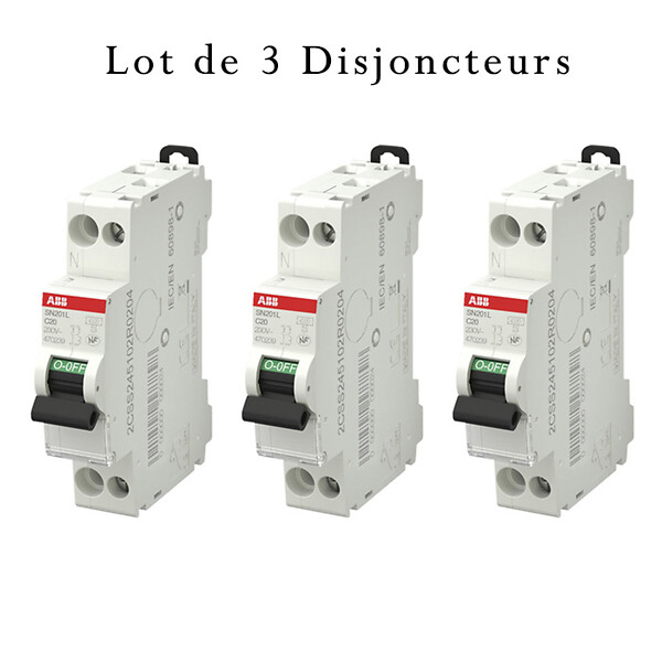 ABB - ABB Lot de 3 disjoncteurs Ph+N raccordement Vis 20A-4,5Ka - Courbe C - large