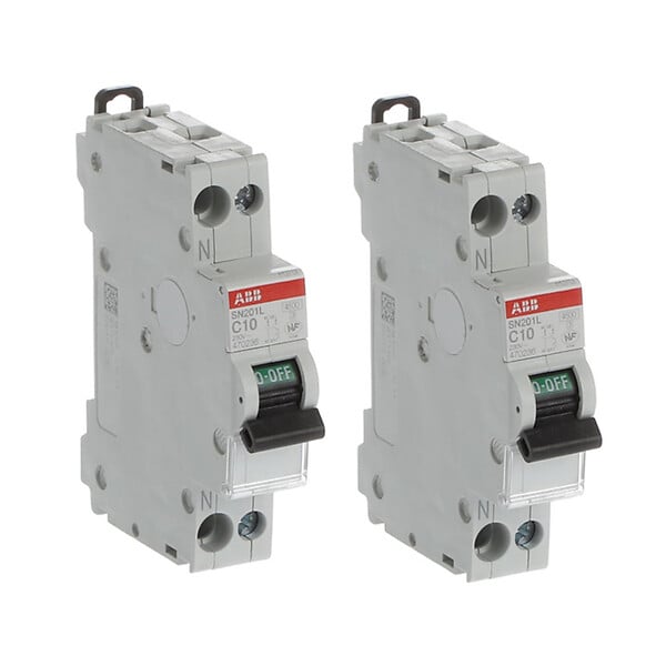 ABB - ABB Lot de 2 disjoncteurs Ph+N raccordement Vis 10A-4,5Ka - Courbe C - large