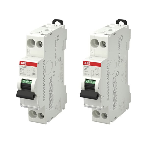ABB - ABB Lot de 2 disjoncteurs Ph+N raccordement Vis 10A-4,5Ka - Courbe C - large